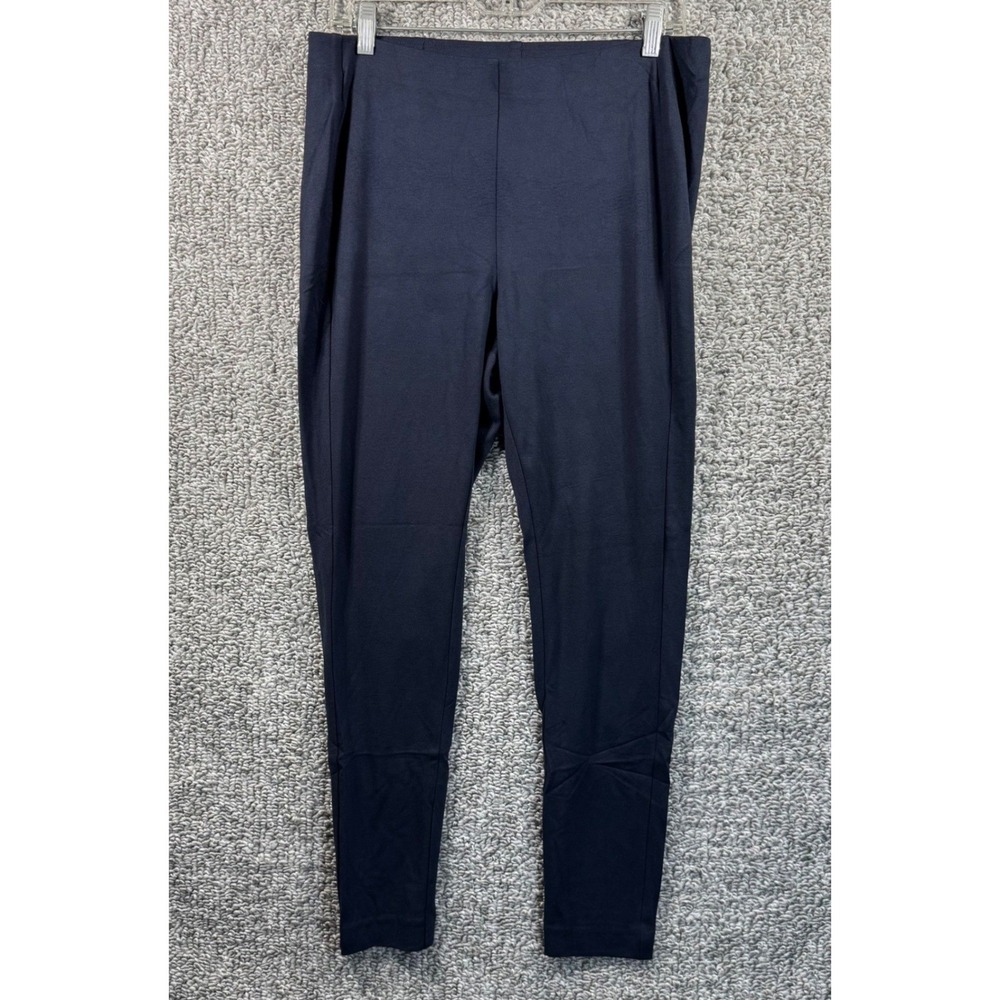 J. Jill Ponte Leggings Navy Blue Pull On Tapered Slim Pants Stretch Trousers L